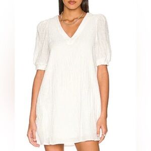 BB Dakota White Mini Dress with Puff Sleeves